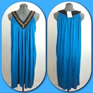 AVANTI Turquoise V-Neck Shift Dress Size S, NWT!